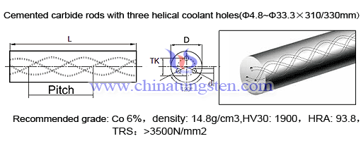carburo cementado de tres helicoidales agujeros rods 30°