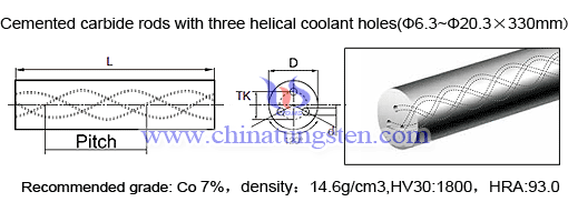 carburo cementado de tres helicoidales agujeros rods