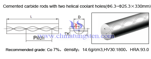 carburo cementado de dos helicoidal refrigerantes Agujero barras 40°C