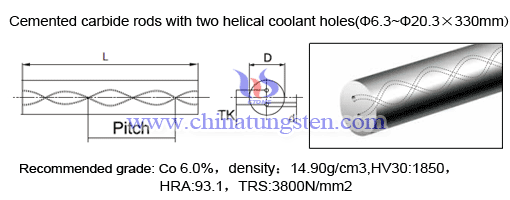 De dos Helicoidal refrigerante Holes cementada Arbide Rod